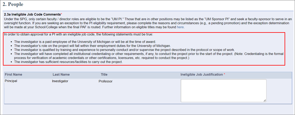 2.3a Ineligible Job Code Comments