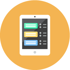 A tablet with a course list.