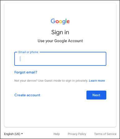 New Google sign in screen