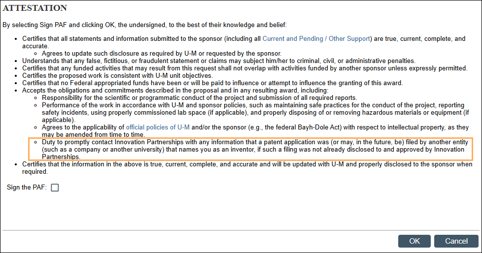 Sign PAF activity Attestation