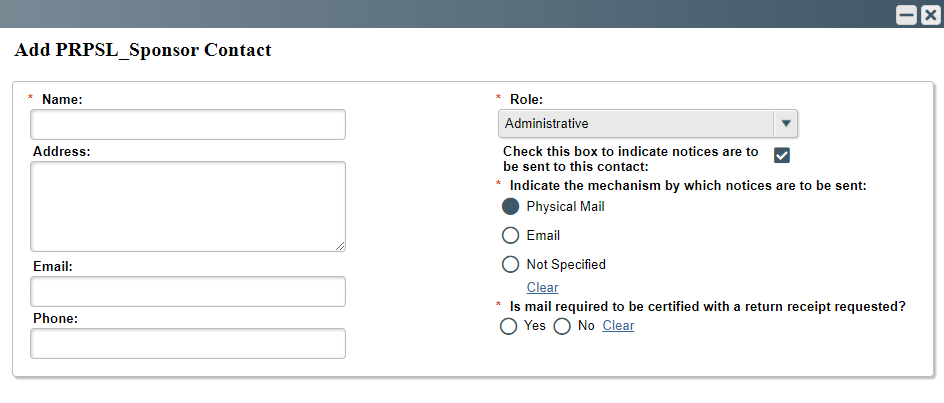 Add Award Sponsor Contact screen in eRPM