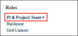 Roles PI & Project Team <