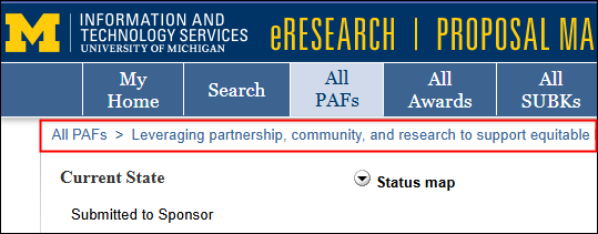 eRPM All PAFs > Project name trail