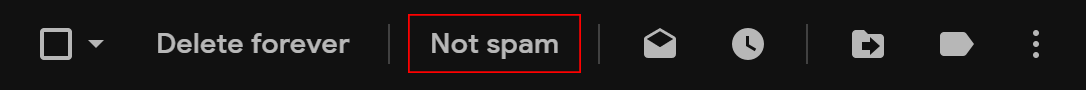 gmail not spam button