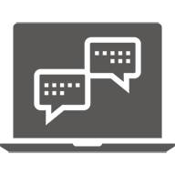 Laptop showing word balloons